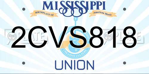 2CVS818 Mississippi License Plate