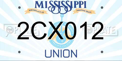 2CX012 Mississippi License Plate