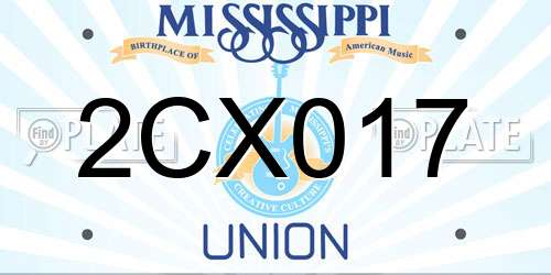 2CX017 Mississippi License Plate