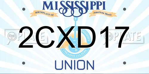 2CXD17 Mississippi License Plate