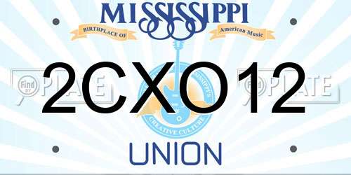 2CXO12 Mississippi License Plate
