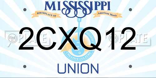 2CXQ12 Mississippi License Plate