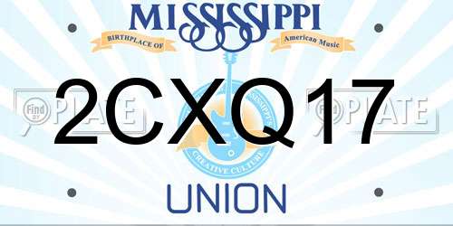 2CXQ17 Mississippi License Plate