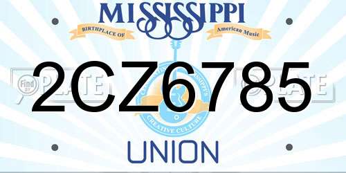 2CZ6785 Mississippi License Plate