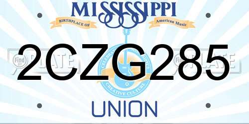 2CZG285 Mississippi License Plate