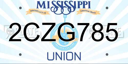 2CZG785 Mississippi License Plate