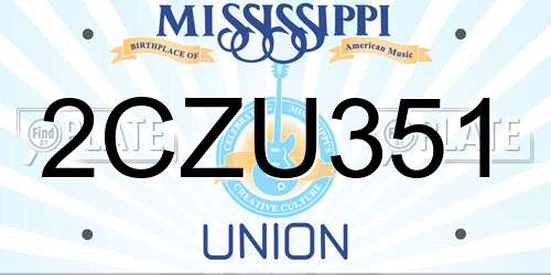 2CZU351 Mississippi License Plate