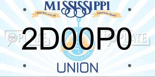 2D00P0 Mississippi License Plate