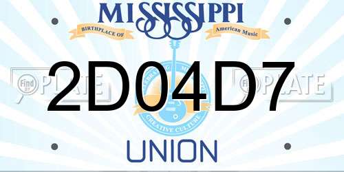 2D04D7 Mississippi License Plate