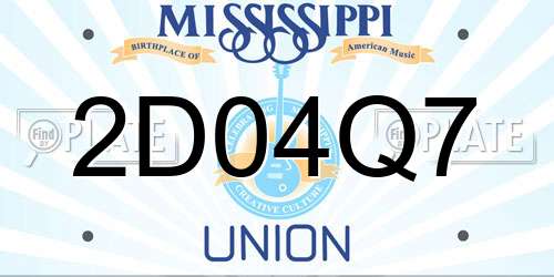 2D04Q7 Mississippi License Plate