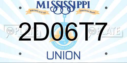 2D06T7 Mississippi License Plate