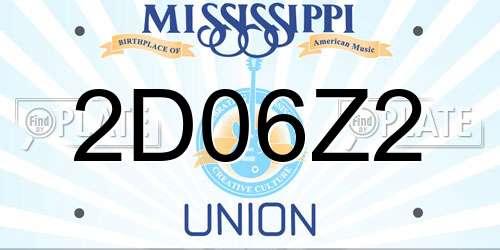 2D06Z2 Mississippi License Plate