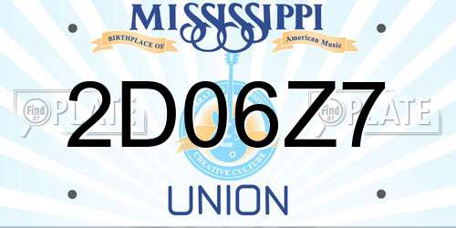 2D06Z7 Mississippi License Plate
