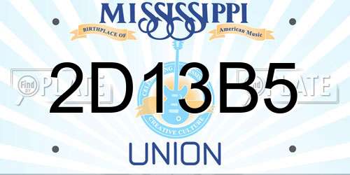 2D13B5 Mississippi License Plate