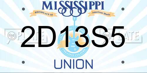 2D13S5 Mississippi License Plate