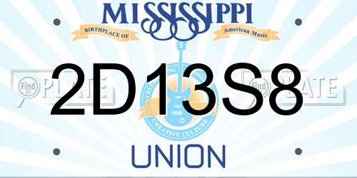 2D13S8 Mississippi License Plate
