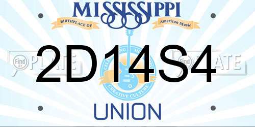 2D14S4 Mississippi License Plate