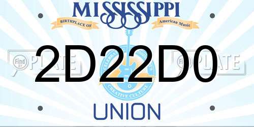2D22D0 Mississippi License Plate
