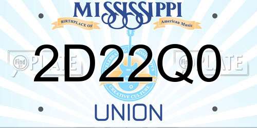 2D22Q0 Mississippi License Plate