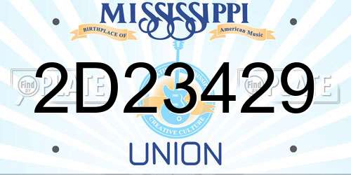 2D23429 Mississippi License Plate