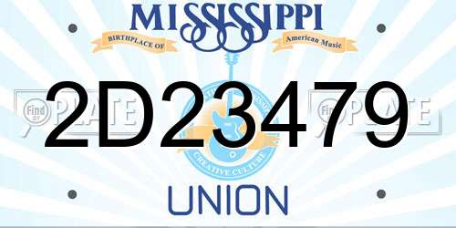 2D23479 Mississippi License Plate