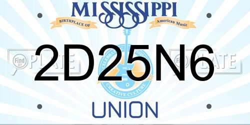 2D25N6 Mississippi License Plate