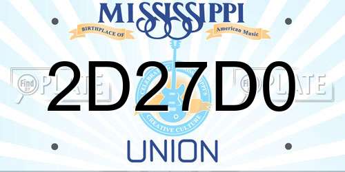 2D27D0 Mississippi License Plate