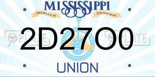 2D27O0 Mississippi License Plate