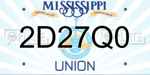2D27Q0 Mississippi License Plate
