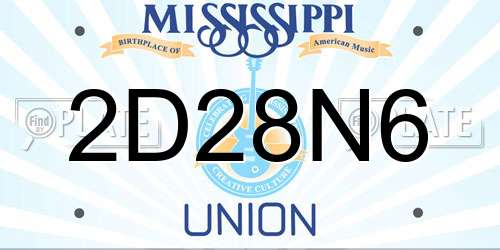 2D28N6 Mississippi License Plate
