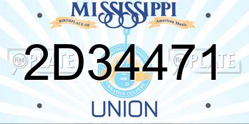 2D34471 Mississippi License Plate