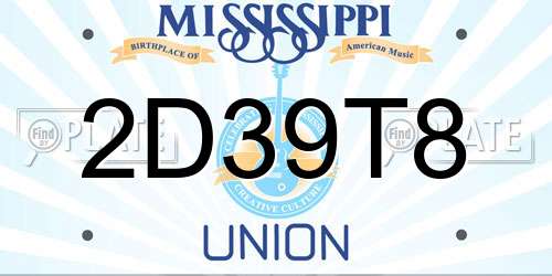 2D39T8 Mississippi License Plate