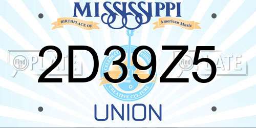 2D39Z5 Mississippi License Plate