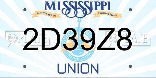 2D39Z8 Mississippi License Plate