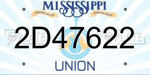 2D47622 Mississippi License Plate