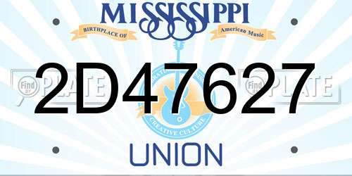 2D47627 Mississippi License Plate