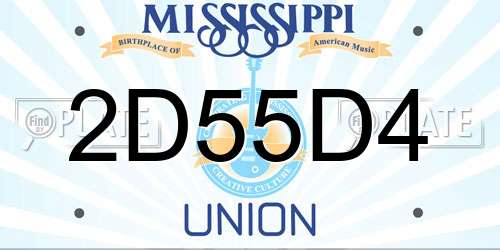 2D55D4 Mississippi License Plate