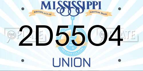 2D55O4 Mississippi License Plate