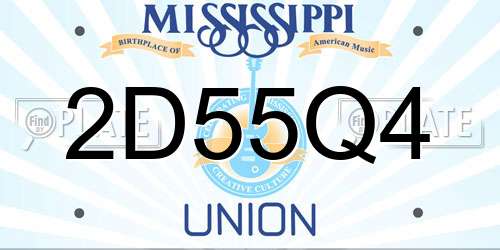 2D55Q4 Mississippi License Plate