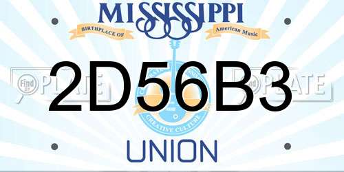 2D56B3 Mississippi License Plate