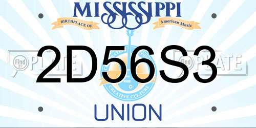 2D56S3 Mississippi License Plate