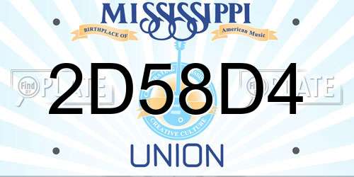 2D58D4 Mississippi License Plate
