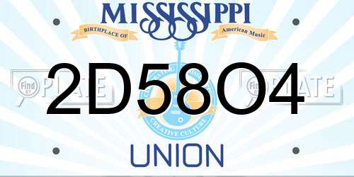 2D58O4 Mississippi License Plate