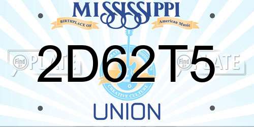 2D62T5 Mississippi License Plate