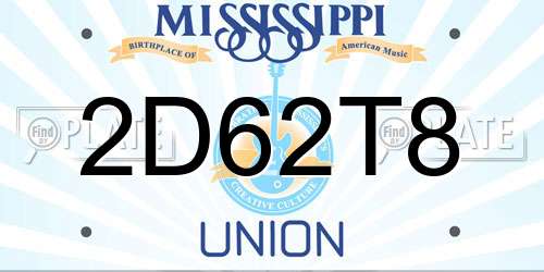 2D62T8 Mississippi License Plate