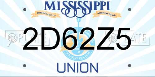 2D62Z5 Mississippi License Plate