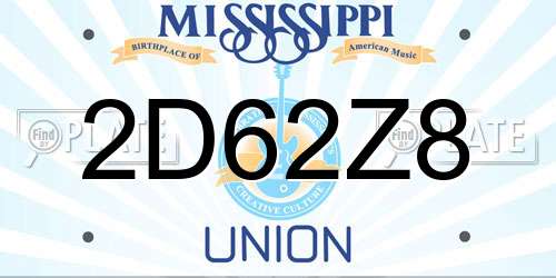 2D62Z8 Mississippi License Plate