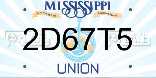 2D67T5 Mississippi License Plate