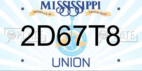 2D67T8 Mississippi License Plate