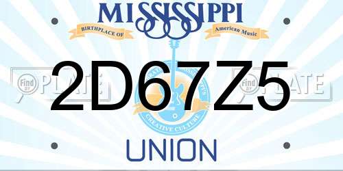 2D67Z5 Mississippi License Plate